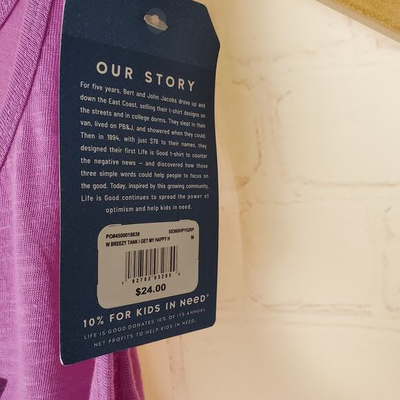 NEW LIFE IS GOOD Happy Hour At The Gym Breezy Tank Top Womens M Workout Tee - Picture 7 of 11